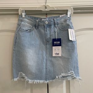 NWT YMI dream denim mini skirt. Light wash color.
